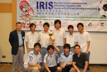 Toi Shan Association College, champion of IRIS2, and Prof. Yam Yeung (upper left), Chairman, Department of Mechanical and Automation Engineering, CUHK