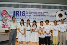 Nanhai Guicheng Middle School (4 on the right) and Chang Pui Chung Memorial School (4 on the left) took home the championships in IRIS1 and IRIS2 Robots Design Competition respectively