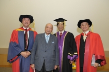 From left: Professor Joseph J. Y. Sung, Dr Mok Hing Yiu, Professor Kenneth Young, Pro-Vice-Chancellor, CUHK, and Professor Fok Tai-fai, Dean, Faculty of Medicine, CUHK