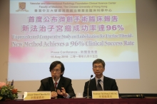 (左起) 中大医学院透视微创治疗基金临床科学中心总监余俊豪教授及妇产科学系名誉临床副教授张德康医生