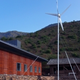 A wind turbine is used to provide clean energy for lighting