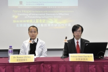 (from left) Professor Thomas Wai Hong LEUNG, Associate Professor, Department of Medicine and Therapeutics, Faculty of Medicine, CUHK; Professor Simon Chun Ho YU, Professor, Department of Imaging and Interventional Radiology, Faculty of Medicine and Director, Vascular and Interventional Radiology Clinical Science Centre, CUHK