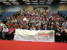 A group photo of guests with students and beneficiaries of the CLOVER Programme.