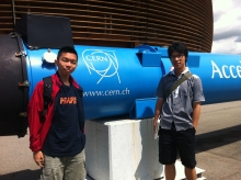 Tam Chun Nam (left) and Li Tsun Yin, both CUHK Physics undergraduates, are now spending their summer carrying out research work at CERN.