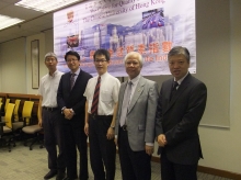 (From left) Prof. Ma Ngok, Associate Professor, Department of Government and Public Administration; Prof. Chong Tai-leung, Associate Professor, Department of Economics; Prof. Ng Sai-leung, Director, Centre for Quality of Life and Associate Professor, Department of Geography and Resource Management; Prof. Paul Lee, Dean of Social Science and Professor, School of Journalism and Communication; and Prof. Ting Kwok-fai, Professor, Department of Sociology, CUHK