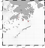 8月8日漲潮情況以及收集膠粒位置(紅圈示)