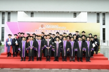 (Front row from left) Prof. Hau Kit-tai, Prof. Xu Yangsheng and Prof. Jack Cheng, Pro-Vice-Chancellors; Prof. Joseph Sung, Vice-Chancellor; Dr. Vincent Cheng, Council Chairman; Prof. Benjamin Wah, Provost; Prof. Ching Pak-chung, Prof. Michael Hui and Prof. Henry Wong, Pro-Vice-Chancellors; take a group photo with the awardees of University Education Award 2012, Vice-Chancellor’s Exemplary Teaching Award 2011, Young Researcher Award 2011 and Postgraduate Research Output Award 2011.