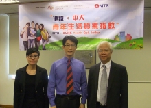 (From right) Prof. Paul Lee, Dean of Social Science, and Professor, School of Journalism and Communication; Prof. Sai-leung Ng, Director, Centre for Quality of Life, and Associate Professor, Department of Geography and Resource Management; and Prof. Winnie Mak, Associate Professor, Department of Psychology, CUHK.