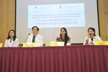 (from left) Dr. Liz Yuet Ping YUEN, Consultant, Department of Chemical Pathology, CUHK; Professor Tak Yeung LEUNG, Professor, Department of Obstetrics and Gynaecology, CUHK; Mrs. Christina HELLMANN, Chairman, Joshua Hellmann Foundation for Orphan Disease and Dr. Joannie HUI, Honorary Clinical Assistant Professor, Department of Paediatrics, CUHK, introduce the territory’s first screening program for inborn errors of metabolism.