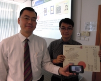 Prof. LAU Wing-cheong (left) and his postgraduate student LI Chak-man from Department of Information Engineering has developed ‘Authenticated Paper’ – an anti-counterfeiting technology that is cost-effective, simple-to-use and secure.