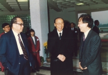 The Grand Opening of Shaw College was held in March 1990.  Dr. the Honourable Run Run Shaw (middle), Dr. Lee Quo-wei (left) and Prof. Charles Kao, the then CUHK Vice-Chancellor attended the ceremony.