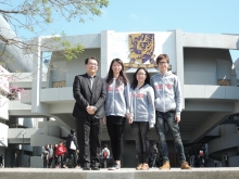 (From left) Mr. Chan Man-hin, Tony, Assistant College Secretary, United College and leader of 'Share Your Toys' Project; Miss Siu Pui-wu, Agnes, Miss Chan Yung-chui, Phyllissa and Mr. Chong Wing-ho, Samuel, members of the service group.