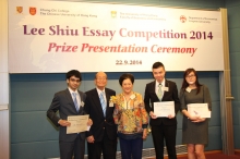 Dr. LEE Shiu (2nd left) and Dr. Jennie Mui LEE (3rd left) with the First Prize winners of the participating institutions.