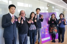 (From left) Mr Kenny Chu, a deaf student of BA in Linguistics, CUHK; Prof James WoodWard, Co-director, Centre for Sign Linguistics &amp; Deaf Studies, CUHK; Ms. Laura Lesmana Wijaya, a deaf student of BA in Linguistics, CUHK; Mr Yasunobu Ishii, Director of Disability Program, The Nippon Foundation; Prof Felix Sze, Research Assistant Professor, Department of Linguistics and Modern Languages, and co-principal investigator of APSL Program, CUHK; and Prof. Gladys Tang, Professor, Department of Linguistics and Modern Languages,and Director of APSL Program.