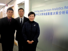 (From right) Prof. Helen Meng, Director of Stanley Ho Big Data Decision Analytics Research Centre, CUHK; Prof. Kelvin Tsoi, Research Associate Professor, and Prof. Yong-Hong Kuo, Research Assistant Professor of the Centre.