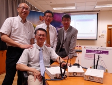 (from left) Prof. CHIU Dah-ming, Chairman, Department of Information Engineering; Prof. LIEW Soung-chang, Division Head of Information Engineering, and Co-Director of Institute of Network Coding; Prof. YEUNG Wai-ho Raymond, Choh-Ming Li Professor of Information Engineering, and Co-Director of Institute of Network Coding; Prof. TSANG Hon-ki, Chairman, Department of Electronic Engineering, CUHK