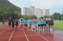 New students of the Exercise Science and Health Education Progarmme sprint to the finishing line side by side.