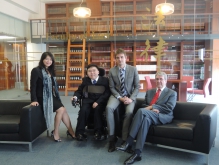 (From right) Prof. Christopher Gane, Dean of the Faculty of Law; Prof. Stuart Hargreaves, Assistant Dean (Undergraduate Studies) and LLB Programme Director, Faculty of Law; Mr. Terence Wong, an LLB student; and Prof. Mimi Zou, Assistant Professor, Faculty of Law, CUHK.