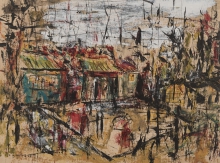 Village scene, 1958
Ink and watercolor on paper
Gift of the Artist