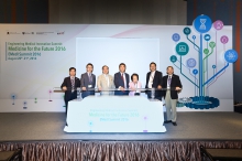 Opening ceremony of EMedI Summit 2016 and award presentation of EMedic Global 2016: (from left) Prof. Philip CHIU, Professor, Department of Surgery, and Director, Chow Yuk Ho Technology Centre for Innovative Medicine, CUHK; Prof. Francis CHAN, Dean, Faculty of Medicine, CUHK; Mr. Nicholas YANG, Secretary of Innovation and Technology, HKSAR; Prof. Joseph SUNG, Vice-Chancellor and President, CUHK; Ms. Therese CHOW, Solicitor, Notary Public and China Appointed Attesting Officer; Prof. K.F. WONG, Associate Dean (External Affairs), Faculty of Engineering, CUHK; and Prof. Arthur MAK, Professor, Department of Mechanical and Automation Engineering &amp; Department of Electronic Engineering, CUHK.