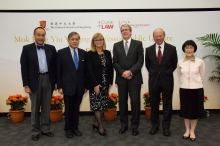 (From left) Mr. Edwin Mok and Mr. Christopher Mok, representatives of Mok Hing Yiu Charitable Foundation, Dame Elish Angiolini, DBE QC, Principal of St Hugh’s College, University of Oxford, Prof. Christopher Gane, Dean of Faculty of Law, CUHK, Prof. Michael Hui and Prof. Fanny Cheung, Pro-Vice-Chancellors, CUHK.