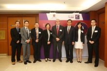 (From left to right) Dr. Anthony Law, Co-director of BBA-JD Programme, CUHK Business School; Dr. Andy Wong, Assistant Dean (Undergraduate Studies) and Co-director of IBBA Programme, CUHK Business School; Prof. Steven Brian Gallagher, Associate Professor of Practice in Law and Associate Dean (Teaching and Learning), CUHK Faculty of Law; Ms. Angel Ng, Country Business Manager, Hong Kong, Citibank Global Consumer Banking; Prof. Christopher Gane, Simon F. S. Li Professor of Law and Dean of CUHK Faculty of Law; Prof. Kalok Chan, Wei Lun Professor of Finance and Dean of CUHK Business School; Ms. Tina Wong, Trainee Solicitor at Jones Day; Mr. John Lee, Senior Risk Supervisor at Linklaters