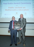 Prof. Peter Taylor (right) presents the Paul Erdös Award 2016 to Prof. Kar-Ping Shum.