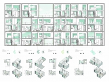 梁嘉琪《从圬工砌法到住区组织 – 重新定义新界的高密度住宅区》
香港的住宅发展，需要一个小缺口，去打破重覆、单一的形象。作品透过重新发掘圬工砌砖，跳出香港房屋固有的形态限制，创建出新的住屋单元和邻里组织。