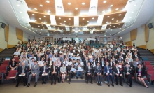 A group photo with all guests together with students of the Department of Biomedical Engineering, CUHK after the establishment ceremony