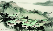 Au Ho-nien (b. 1935)
Chung Chi College
Dated 1970
Horizontal scroll, ink and colour on paper
60 x 90 cm
Collection of Chung Chi College, CUHK