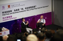 Professor Faure has a fruitful discussion with the moderator Vincent Tsui (left, an alumnus of CUHK)