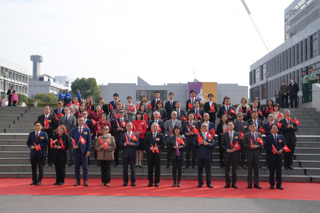 Attendees at the flag-raising ceremony.