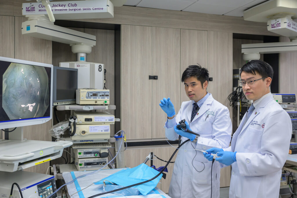 Dr Yip Hon-chi (left) says it takes long time and more than 100 procedures for an endoscopist to achieve competency in performing ESD independently. Even a minimal error in the route or depth of dissection may result in bleeding or perforation.