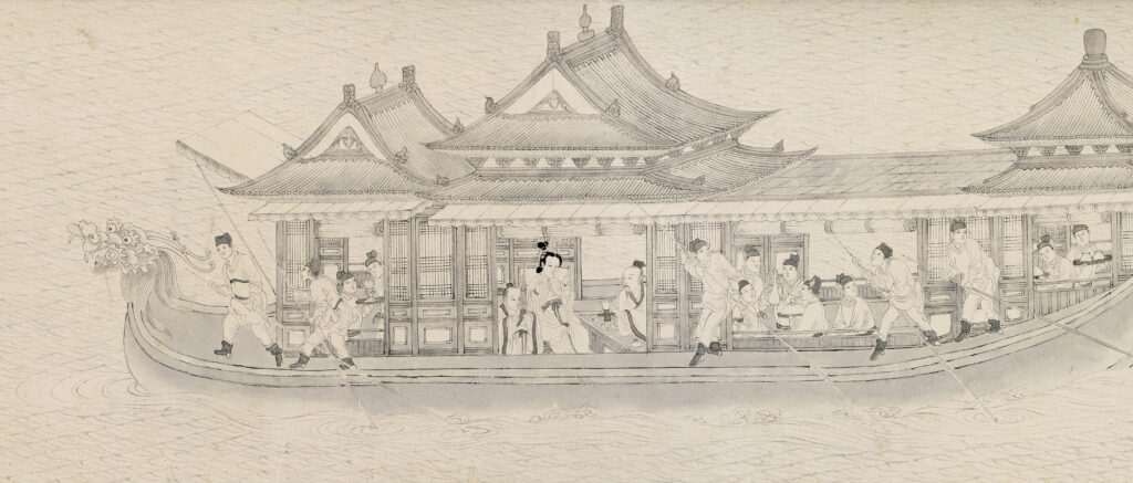 You Qiu (active 1520-1583)<br />
Spring Morning in the Han Palace<br />
Dated 1568, Ming dynasty<br />
Handscroll, ink on paper<br />
24.5 x 801.2 cm<br />
Collection of Shanghai Museum