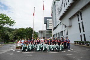 University officers and the flag-raising team.