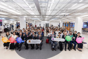 The officiating guests and attendees at the opening ceremony of the “Pushing the Frontiers of AI: CUHK’s Journey Through Innovation” exhibition.