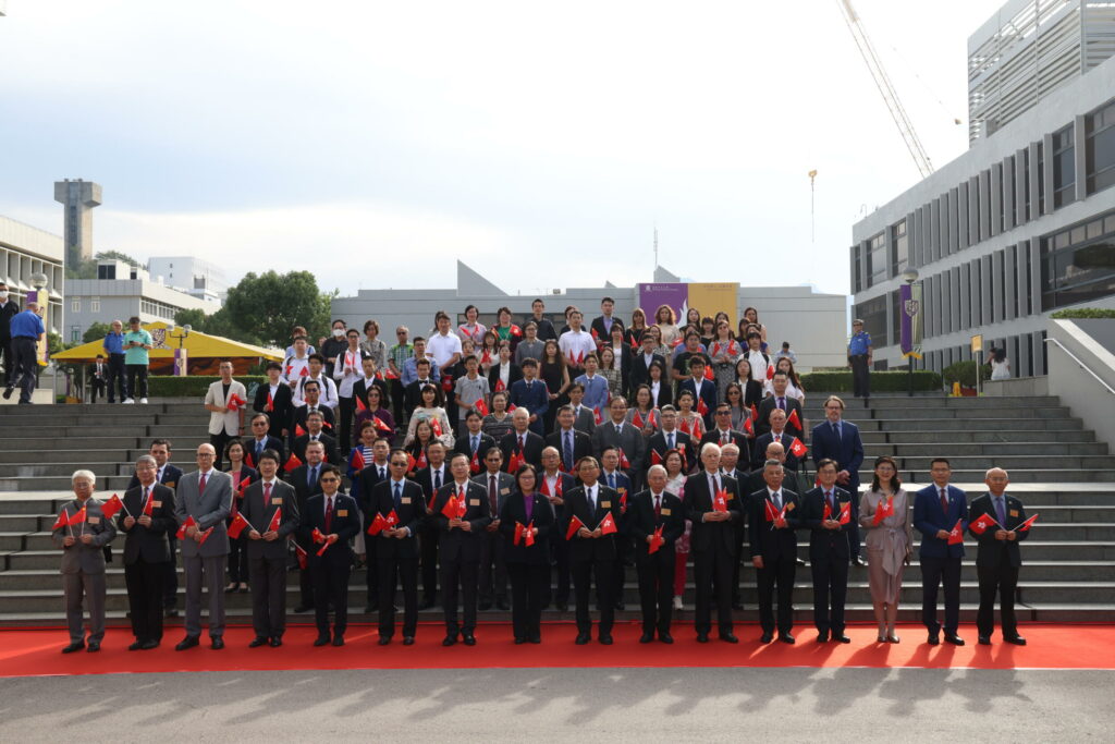 Attendees at the flag-raising ceremony.