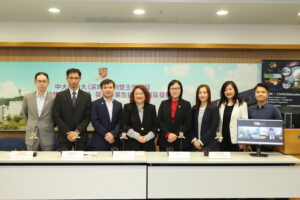 CUHK and CUHK (Shenzhen) will launch the new Aerospace Science and Earth Informatics + X (ASEI + X) double major programme in 2024.<br />
<br />
(From left) Professor Andy Wong Ka-chat, Director, Admissions and Financial Aid, CUHK; Dr Leung Po-kin, Senior Lecturer, Department of Physics, CUHK; Professor Darwin Lau Tat-ming, Assistant Dean (Student Affairs), Faculty of Engineering, CUHK; Professor Kwan Mei-po, Director of the Institute of Space and Earth Information Science, CUHK; Professor Isabella Poon Wai-yin, Pro-Vice-Chancellor/Vice-President (Education), CUHK; Professor Nicole Cheung Wai-ting, Associate Dean (Education), Faculty of Social Science, CUHK; Professor Xu Jiang, Chairperson, Department of Geography and Resource Management, CUHK; Professor Amos Tai Pui-kuen, Director, Earth System Science Programme, CUHK<br />
<br />
(From bottom left) Professor Dickon Ng Hang-leung, Director, Registry Office, CUHK-Shenzhen; and Professor Cai Xiaoqiang, Associate Vice President (Education), CUHK-Shenzhen