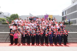 Attendees at the flag-raising ceremony.