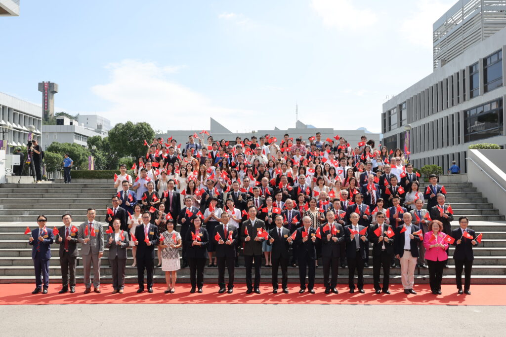 A group photo at the flag-raising ceremony.