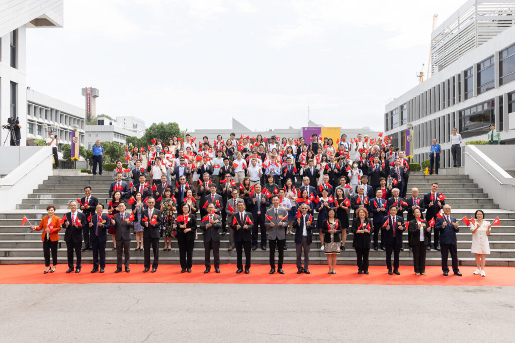 A group photo at the flag-raising ceremony.