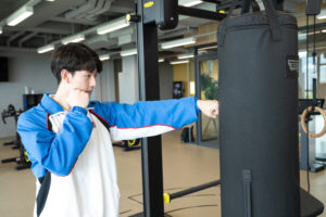 Mr Tang Yu-hin exercises in CUHK's new fitness room.