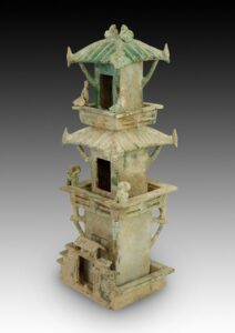 Earthenware tower with green lead glaze<br />
Eastern Han dynasty (25-220)<br />
Gift of Friends of the Art Museum<br />
Acc. no.: 1993.0100