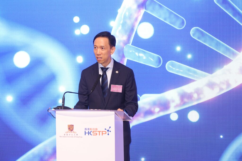 Mr Aldous Mak, CFO of HKSTP, says that the opening of the CUHK ATP GMP Centre is a landmark moment in the vision to establish a world-class cell and gene therapy manufacturing industry in Hong Kong and the GBA.